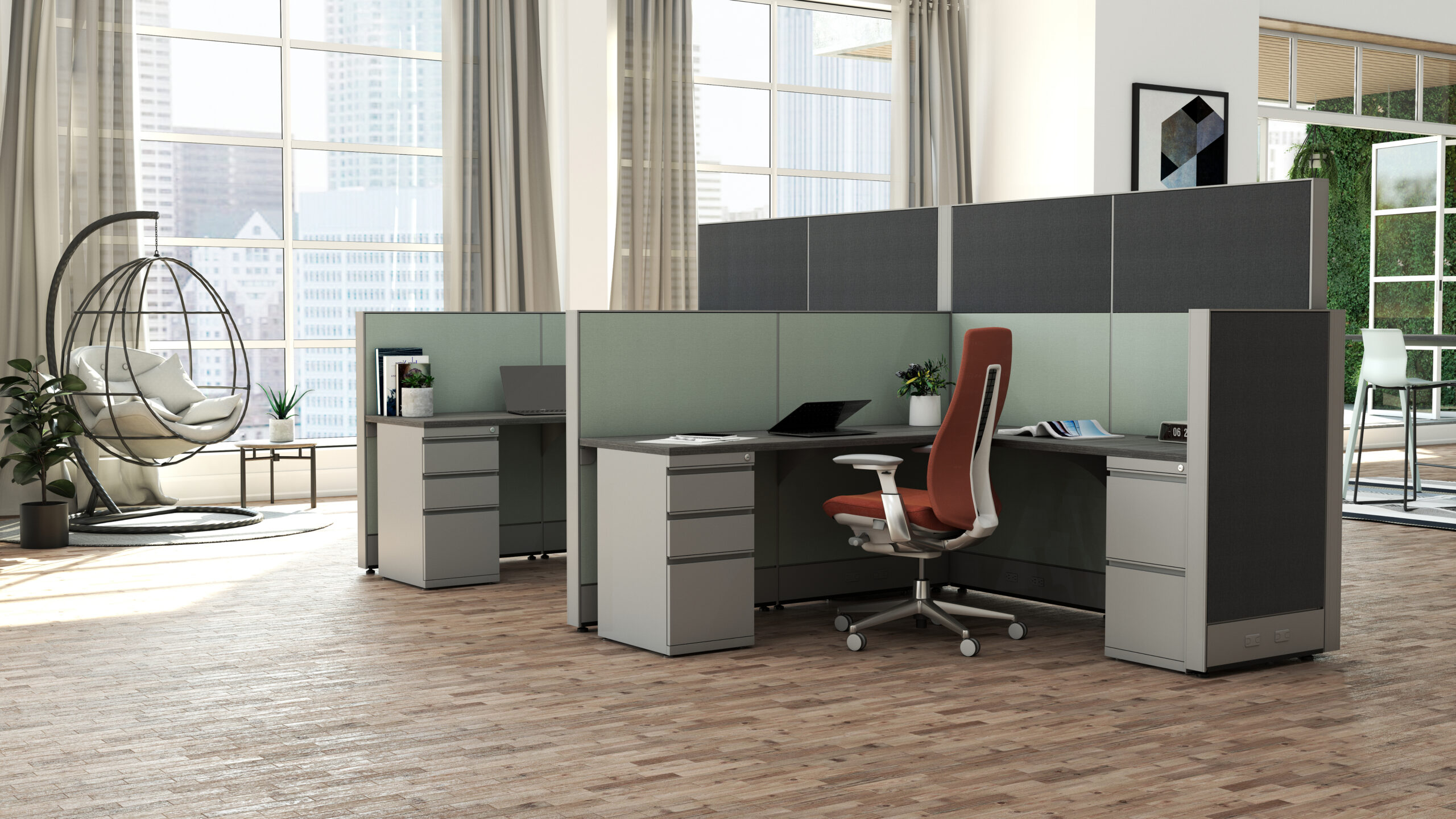 workplace social distancing with cubicles